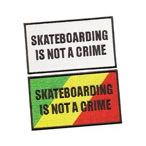 Awesome Vintage Style 80&#39;s Skateboarding is Not a Crime Patch Badge Skater Hat 12cm / 4.7 inch Iron On or Hook Back