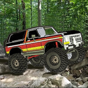 Cool XL Extra Large Keep on Truckin Tactical Military 4x4 4WD Red 80&#39;s Pickup Truck Shirt Patch Patches 12cm / 4.7 inch