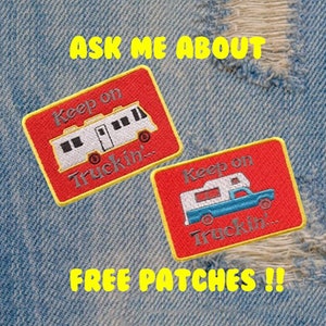 Impresionante parche de estilo vintage de los años 70 "Keep on Truckin" para autocaravana, camioneta, RV, parches termoadhesivos o con gancho.