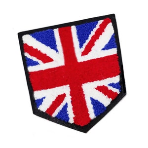 Large Chenille UK British Union Jack Flag Pocket Patch Applique 13cm / 5.1 inch