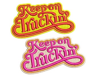 Mooie vintage stijl jaren '70 patchpatches "Keep on Truckin" Trucker Truck Semi Rig 8cm / 3,2 inch Iron On of Hook Back