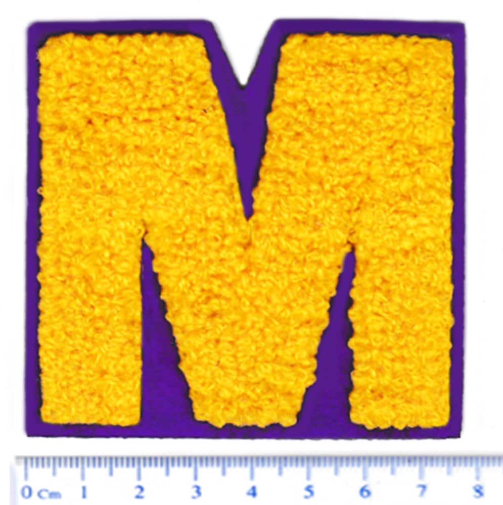 Large Chenille Gold Yellow Letter m Patch 8cm Mike Etsy