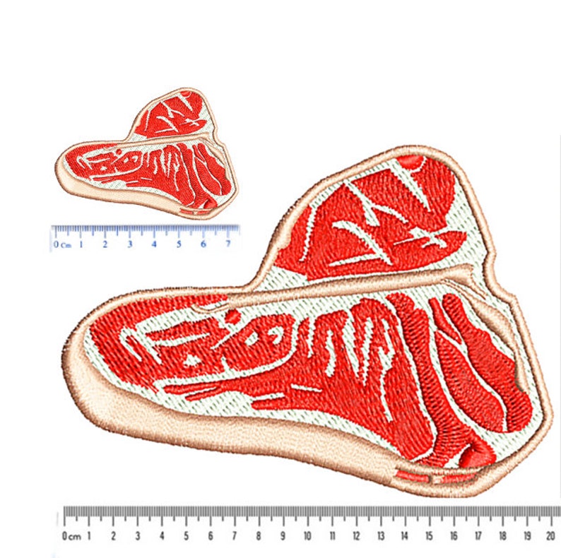 Cute Americana Food Beef Steak Patch for T Shirt Trucker Cap Hat 7.5cm / 3 inch or 20cm / 8 inch Iron On or Hook Back 2 Sizes Available image 5