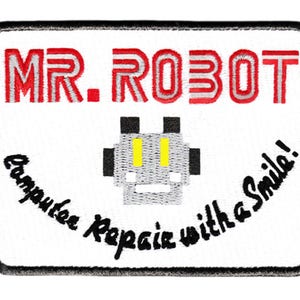 Awesome Large Mr. Robot Patch 10cm fsociety Badge for Shirt Hat Cap Jacket 4 inch x 3 inch Applique Great for Halloween Costume image 2