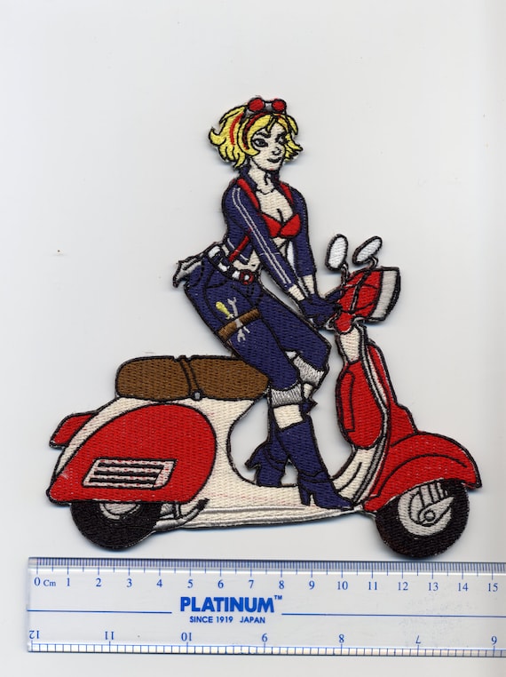XL Extra Large Vintage Style Sexy Girl Scooter Patch MOD Badge
