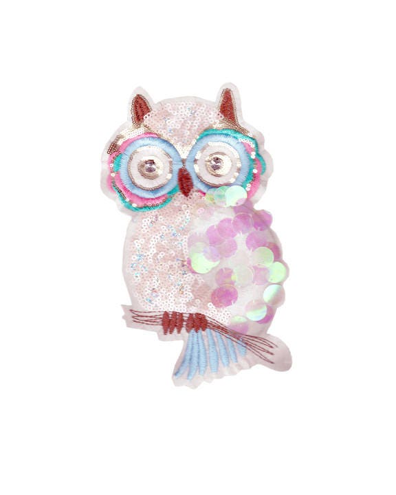 XXL Extra Large 27cm Owl Diamond Rhinestone Eye & Sequins Patch Applique