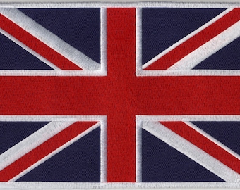 Naszywka na skuter z flagą brytyjską w rozmiarze XL, Union Jack, idealna do parki lub kurtki, z tyłu 21,5 cm / 8,5 cala, aplikacja