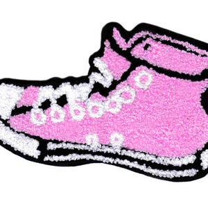 XL Extra Large Vintage Style Chenille Pink High Hi Top Basketball Star Sneaker Shoe Patch Badge (14cm)