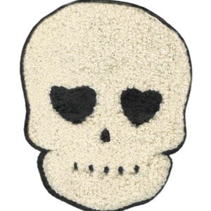 xL Extra Large Tan Heart Chenille Skull Patch 11cm