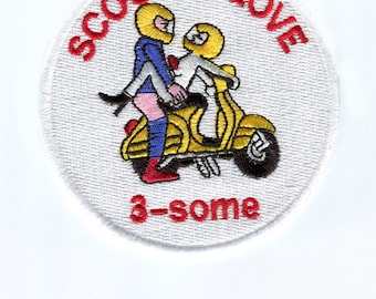 Vintage Style Scooter Patch "Scooter Love" MOD Badge 9cm / 3.5 inch