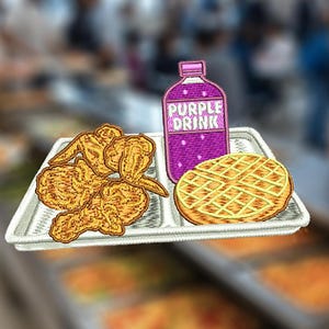 Chicken and Waffles School Lunch Americana Restaurant 70s 80s Patch for Trucker Hat or Shirt 12cm / 4.7 inch Iron On or Hook Back