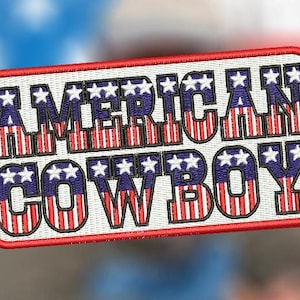 American Cowboy Cow Rancher Patriot Patriotic Trucker Patch for Trucker Hat or Shirt 70&#39;s 80&#39;s 12cm / 4.7 inch Iron On or Hook Back