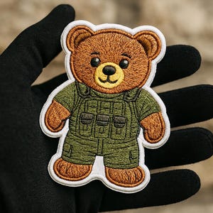 Military Tactical Army Bear Special Ops Patch for Trucker Hat or Shirt 8cm - 3.2 inch Iron On or Hook Back