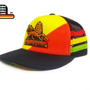 smARTpatches Truckers Rasta Lion Trucker Hat Casquette Skater Punk Rastafari Jamaïque Reggae by lidstars