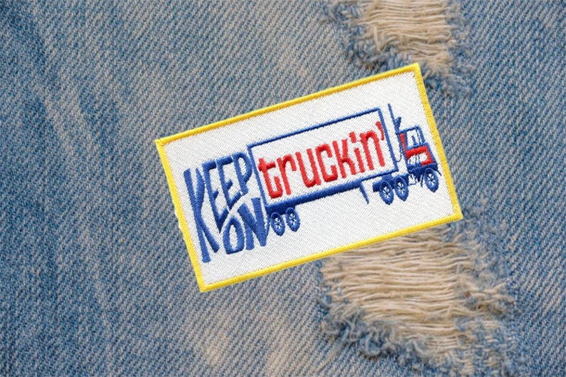 Impressionnant vintage Style 70's Patch Keep on Truckin Big Rig Truck Trucker Patches 12cm / 4,7 pouces Applique Iron On ou Hook Back image 2