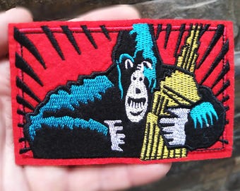 Toppa vintage con grande e bella scimmia, 12 cm / 4,7 pollici, da stirare o agganciare sul retro