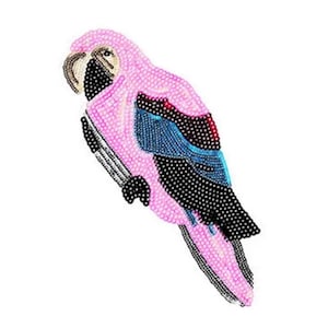 Extra Große 26 cm - 10,2 Zoll Pailletten Papagei Ara Vogel Aufnäher Applikation