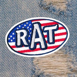 RAT Rat Rod Hot Rod Patch Badge Auto altes Auto Oldtimer 9 cm / 3.5 inch Applikation Aufbügler oder Hakenverschluss