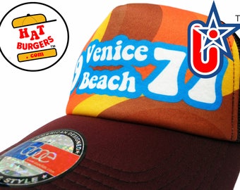 smARTpatches Truckers Venice Beach 1977 Surfer Trucker Hat Cap Curved Bill by lidstars headwear