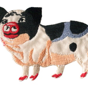 Cute Vintage Style Pig Hog Patch Badge 9cm
