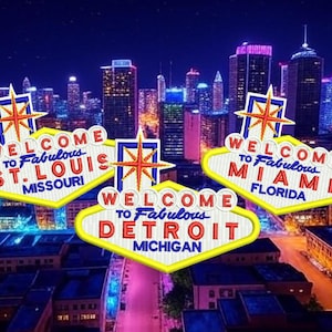 Detroit, Miami, St. Louis,Michigan, Florida, Missouri City Spirit Moral Aufnäher für Trucker Hut oder Shirt, 10 cm - 4 Zoll zum Aufbügeln oder zum Aufbügeln