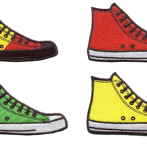 Vintage Style High Hi Top Basketball Star Sneaker Shoe Patch Badge (9.5cm) All 4 Colors Available Inside