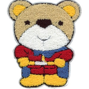 Extra Large 19cm Chenille Teddy Bear &quot;Superhero&quot; Patch