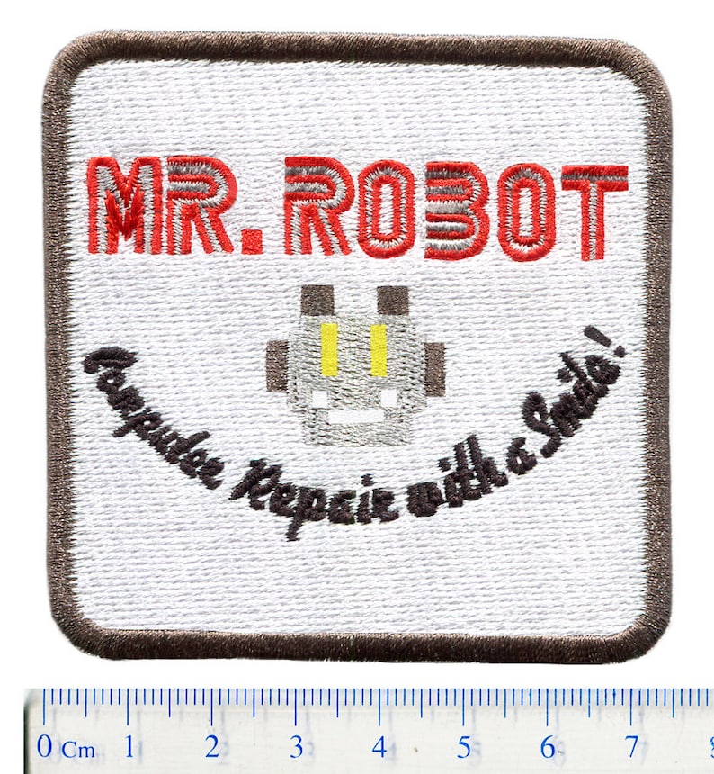Robot Patch 7.5cm fsociety Badge for Shirt Hat Cap Jacket Great for Halloween Costume Something Different Large Square Mr