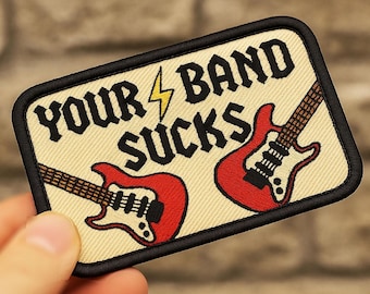 Vintage stijl rock cadeau muziek cadeau blues rock elektrische gitaar patch badge voor trucker hoed of shirt 9 cm / 3,5 inch opstrijkbaar of gehaakt aan de achterkant