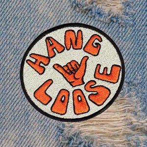 Cool Vintage 70&#39;s 80&#39;s Style &quot;Hang Loose&quot; Morale Surfing Surfer Surf Patch Badge for Trucker Hat Shirt 8cm / 3.2 inch Iron On or Hook Back