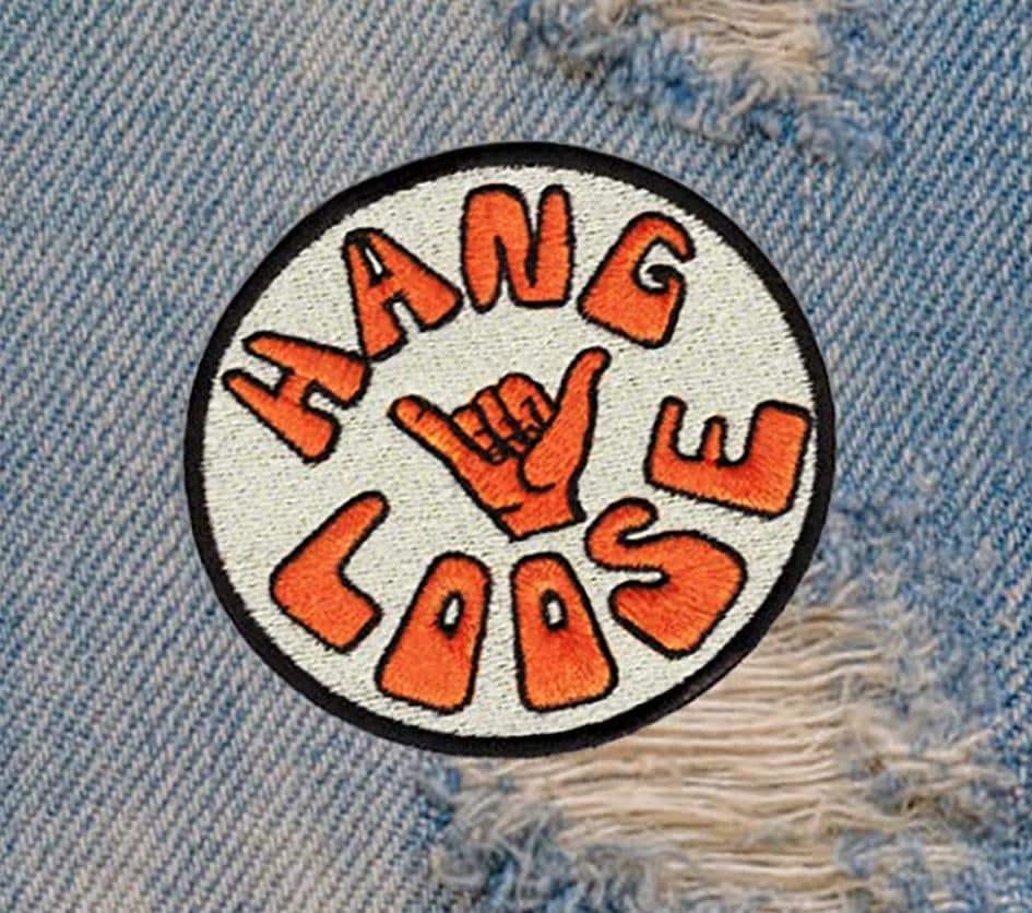 Cool Vintage 70's 80's Style "Hang Loose" Morale Surfing Surfer Surf Patch Badge for Trucker Hat Shirt 8cm / 3.2 inch Iron On or Hook Back