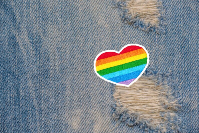 Rainbow Heart Patch 5.5cm Applique image 1