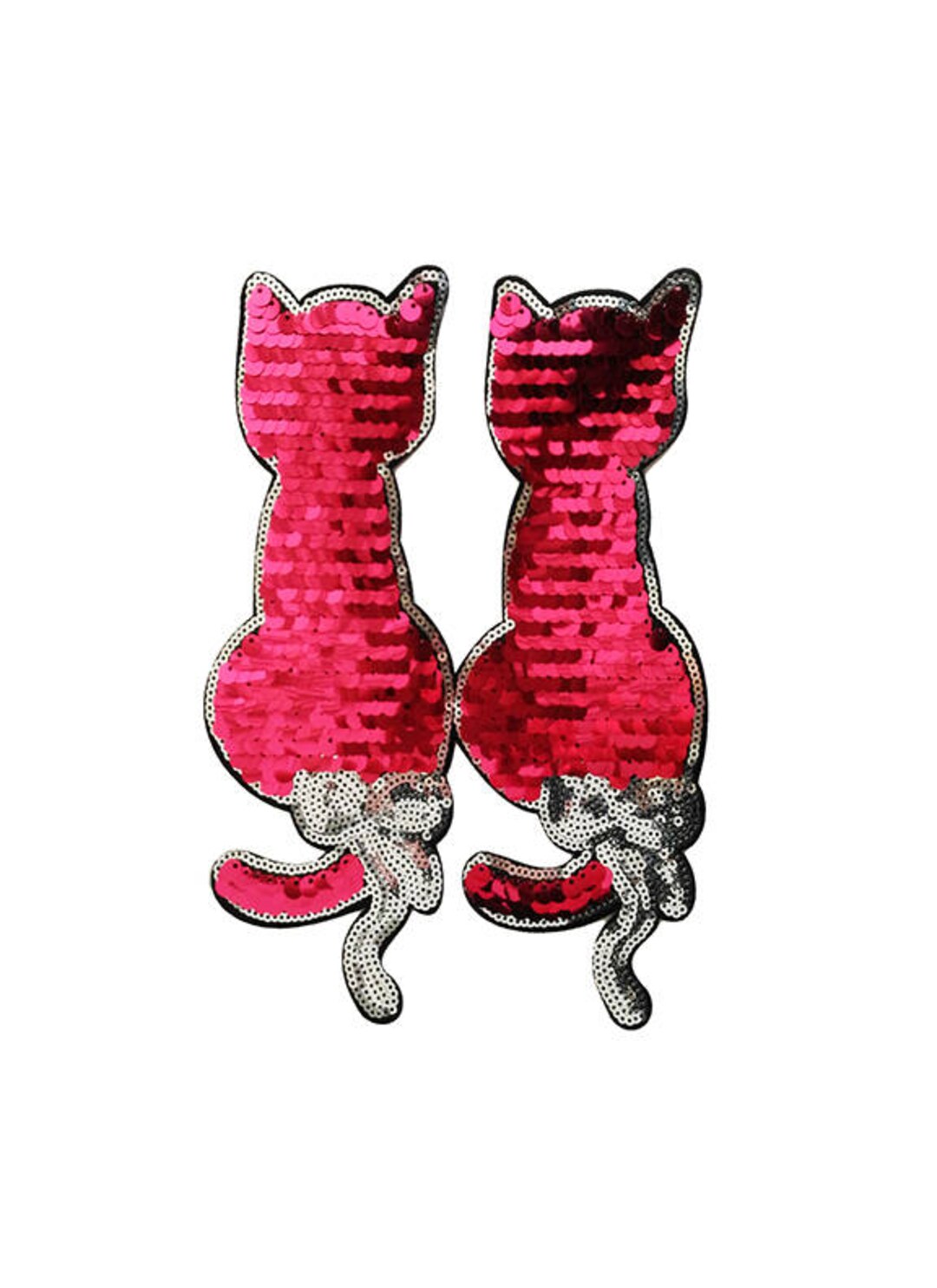 Pink Patch Kitten XXL Extra Large Red Sequin Twin Kitty Cat Patch 23cm - 9.1 Inch ...