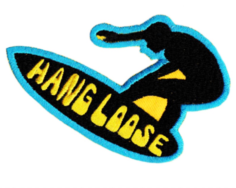 Cool Vintage 70/'s 80/'s Style Hang Loose Morale Surfing Surfer Surf Patch Badge Cap Hat Shirt 9cm Applique