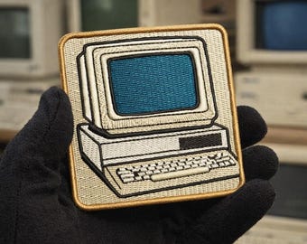 Naszywka na koszulę komputerową z lat 80. na czapkę, 7,5 cm / 3 cale, do przyszycia na gorąco lub na haczyk