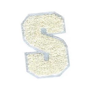 Parche grande de chenilla con la letra "S" en color crema/blanco roto, 10 cm (4 pulgadas), aplique Scott, Sam, Sara, Sarah, Steve, Susan, Sally, Sonny y Stan.