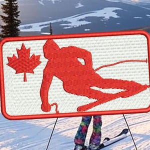 Canada Skiing Ski Skier Patch for Trucker Hat or Shirt 9.5cm / 3.7 inch Iron On or Hook Back