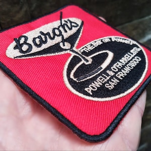 Parche del Old San Francisco California Cocktail Lounge Martini Bar para gorra de camionero o camiseta. 7,5 cm (3 pulgadas). Se puede planchar o pegar con velcro.