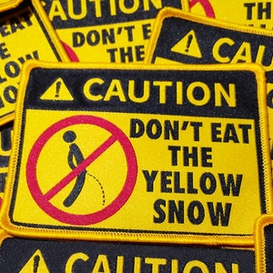 Ski Skiing Snowboard Snowboarder Snowboarding Iron On Patch Sticker Badge for Hat Cap Jacket Don&#39;t Eat The Yellow Snow 10cm / 4 inch