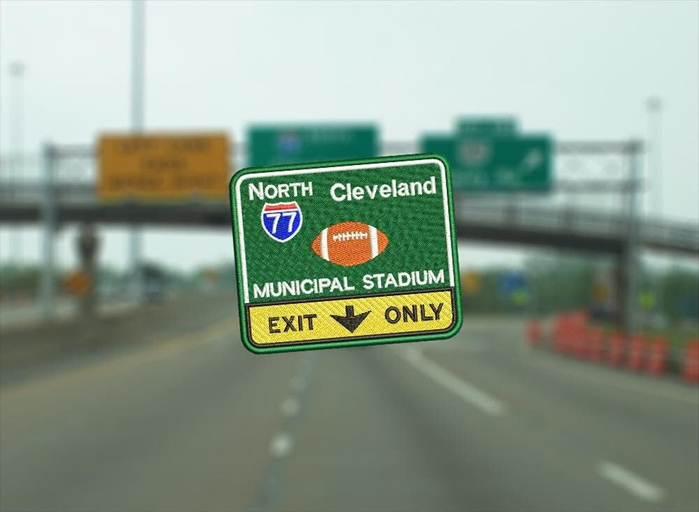 Cleveland One-Way Sign Embroidered Iron-On Patch – Ohio Souvenir Road Sign Applique 2 thumbnail image