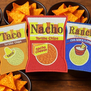 Cute Vintage Style 70&#39;s 80&#39;s Nacho Nachos Taco Patch Badge for Hat Cap Jacket 9.5cm / 3.7 inches Iron On or Hook Back