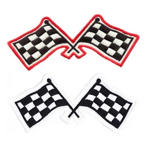 Vintage stijl zwart rood geblokte vlag race-patch badge skater punk racefietser 11 cm-4,3 inch opstrijkbaar of gehaakt op de achterkant