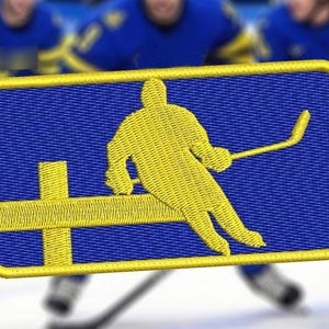 Sweden Hockey Patch for Trucker Hat or Shirt 9.5cm / 3.7 inch Iron On or Hook Back