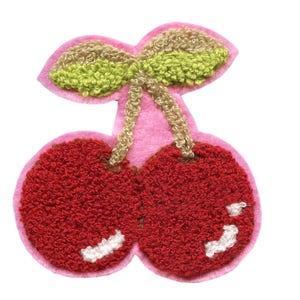 Großer 10 cm Chenille Kirschen Aufnäher