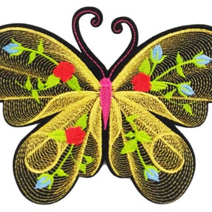 XXL Extra Large 19cm Beautiful Line-Work Butterfly Patch Badge Applique