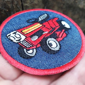 Leuke vintage stijl tuin gazontractor patch voor trucker hoed of shirt badge pet 7,5 cm / 3 inch opstrijkbaar of gehaakt aan de achterkant