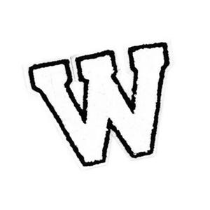 May include: White felt letter W with black outline. The letter is in a bold, blocky font style.