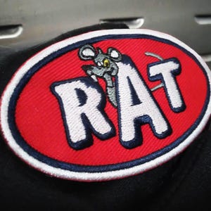 RAT Rat Rod Hot Rod-patchbadge auto oude auto oldtimer 9 cm - 3,5 inch opstrijkbare achterkant: