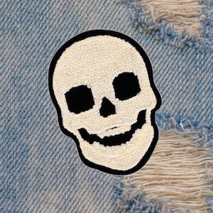 Extra Large Tan Chenille Skull Patch 12cm 4.7 inch Applique