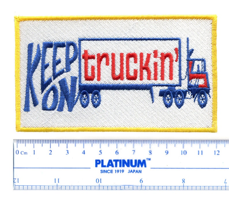 Impressionnant vintage Style 70's Patch Keep on Truckin Big Rig Truck Trucker Patches 12cm / 4,7 pouces Applique Iron On ou Hook Back image 4